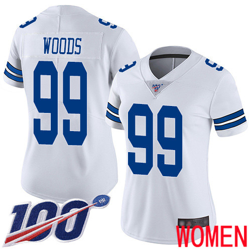 Women Dallas Cowboys Limited White Antwaun Woods Road 99 100th Season Vapor Untouchable NFL Jersey